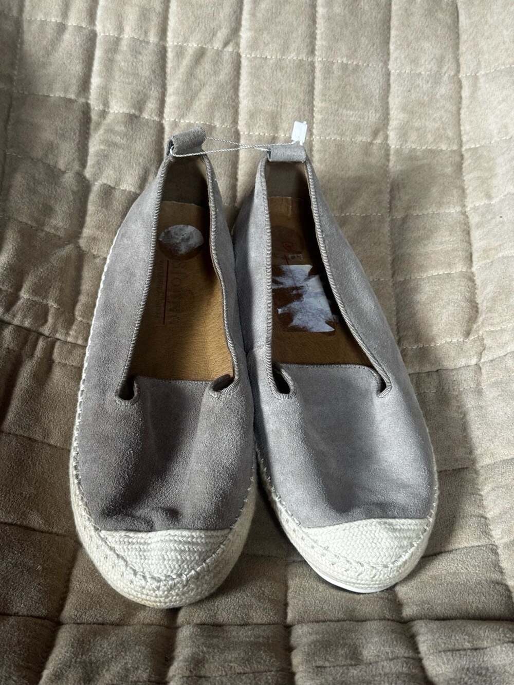 Blondo Bella Suede Waterproof Espadrille Loafers Grey Slip On Flat Shoes